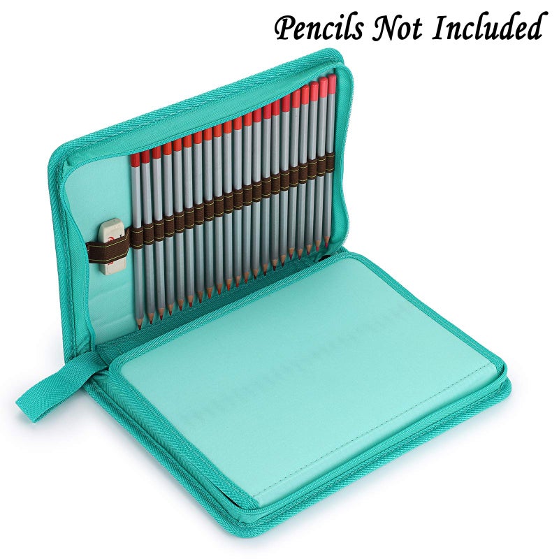 BTSKYÂ® Portable Canvas Zippered Colored Pencil Case-Super Large Capacity 72 Slot Pencil Bag Pouch for Watercolor Pencils (Blue) - Image 4